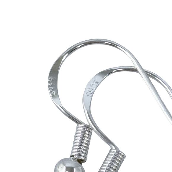 Estate Sterling Silver 925 Crystal Heart Dangle Earrings - Picture 5 of 8